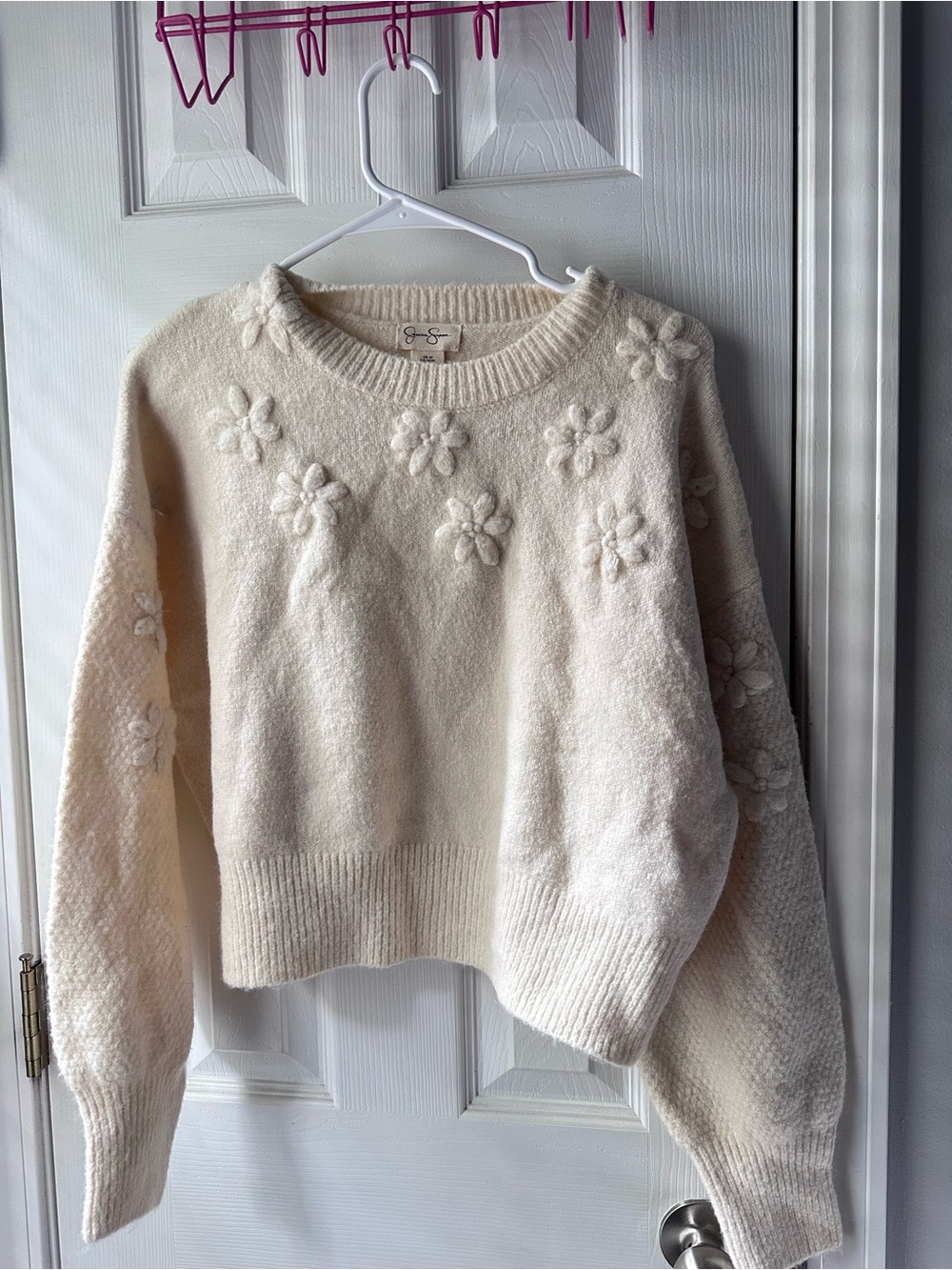 Jessica Simpson Cream Floral Crewneck Sweater
